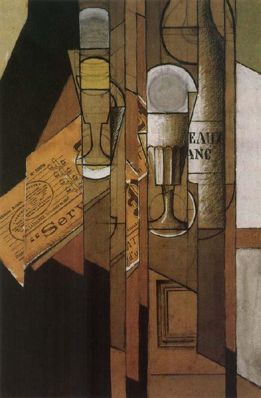Juan Gris Cup newspaper and winebottle oil painting image